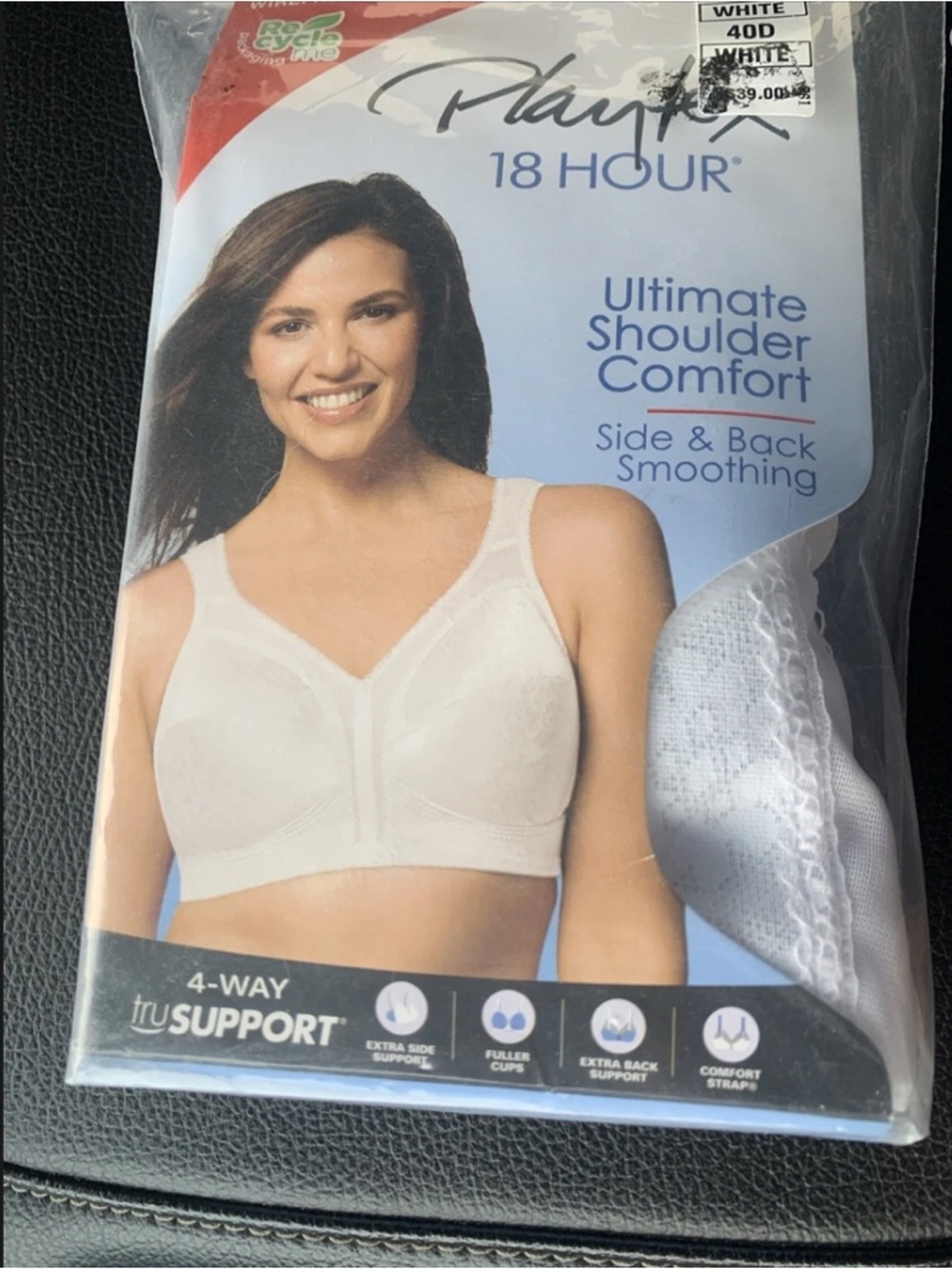 Playtex 18 Hour White Wirefree Bra - Ultimate Shoulder Comfort 40D - Picture 3 of 7